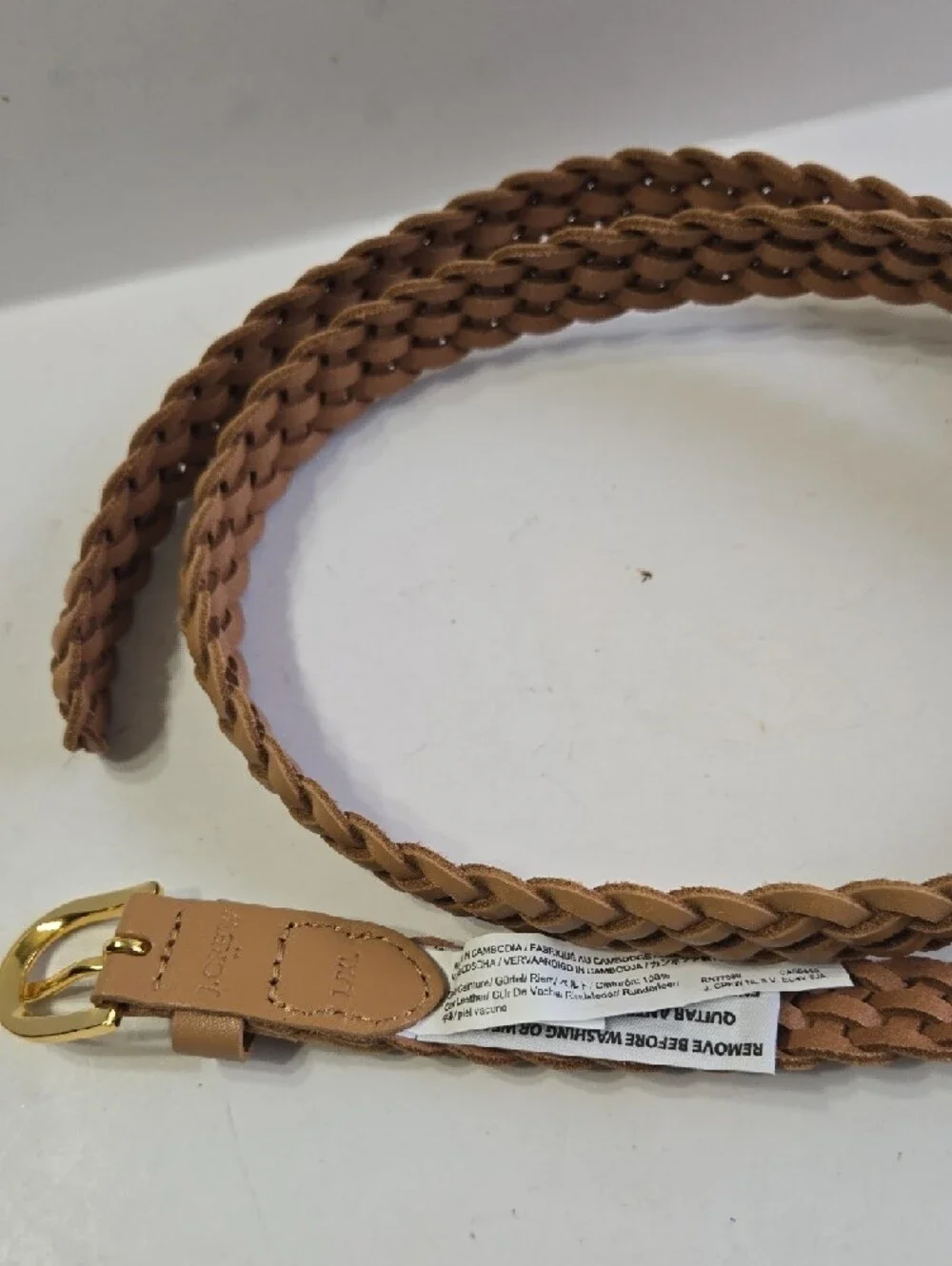 JCrew Braided Tan 100% Cow Leather Belt with Gold Buckle - Women Accessories - Picture 2 of 4